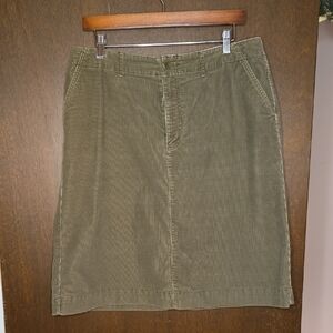 Eddie Bauer Green Corduroy A-Line Skirt
